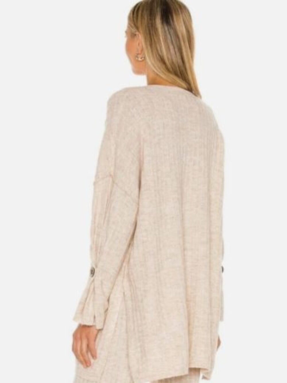 Intimately Free People Around the Clock Oversized Sweater Rib Knit Small Oatmeal - Picture 3 of 10